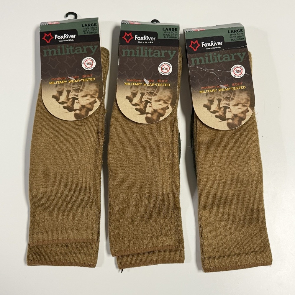Lot of 3 FOX RIVER MILITARY SOCKS 6074 LARGE WICK DRY MAXIMUM MID CALF